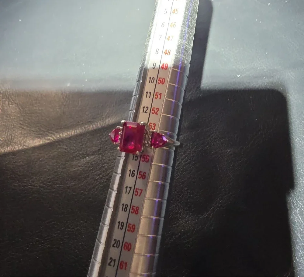 925 And Three-Stone Ruby Ring